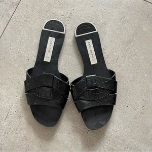 zara black crocodile effect sandala